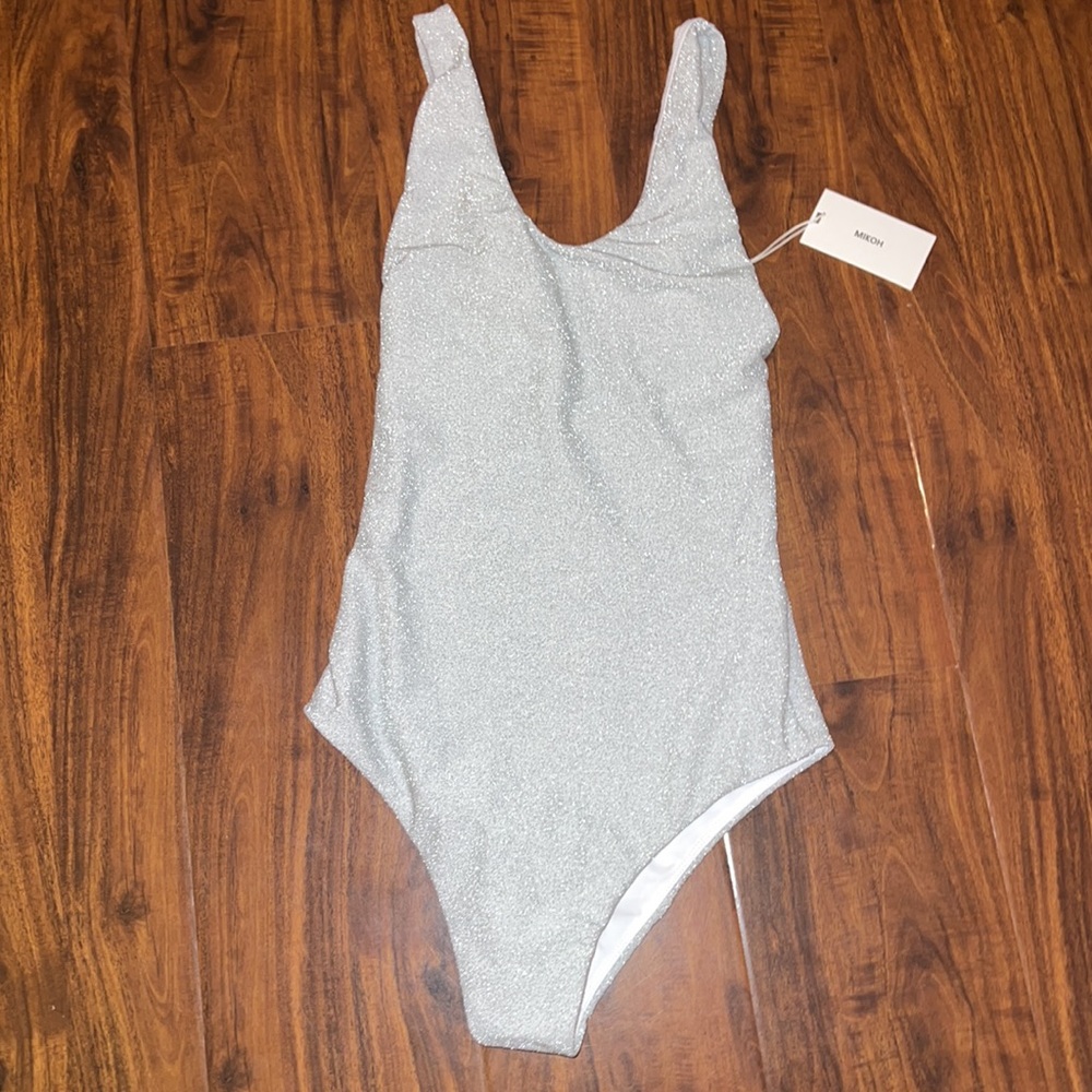 MIKOH Mala Glitter Shimmer Silver one piece